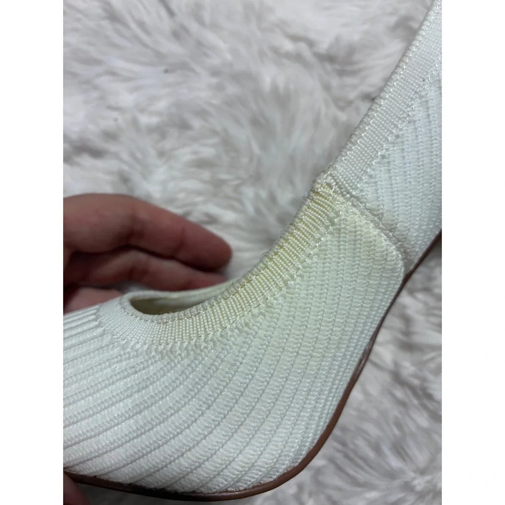 White Ribbed Chic Knit Pointed Toe Stiletto Pumps Womens 9 Boss Lady Vibes